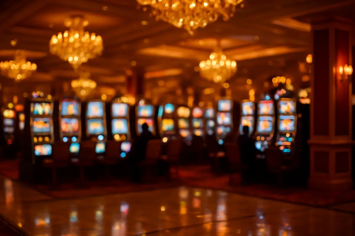 casino-general — atmospheric modern casino floor with rows of slot machines