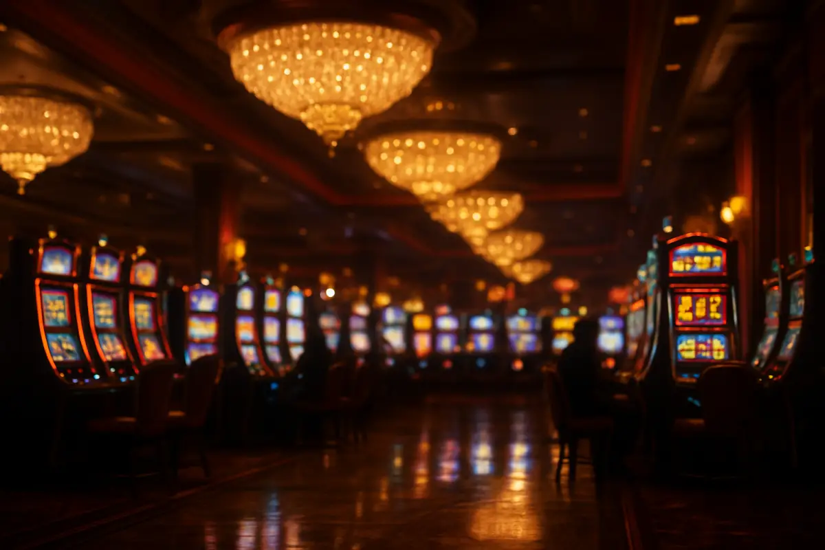 live-casino — atmospheric modern casino floor with rows of slot machines